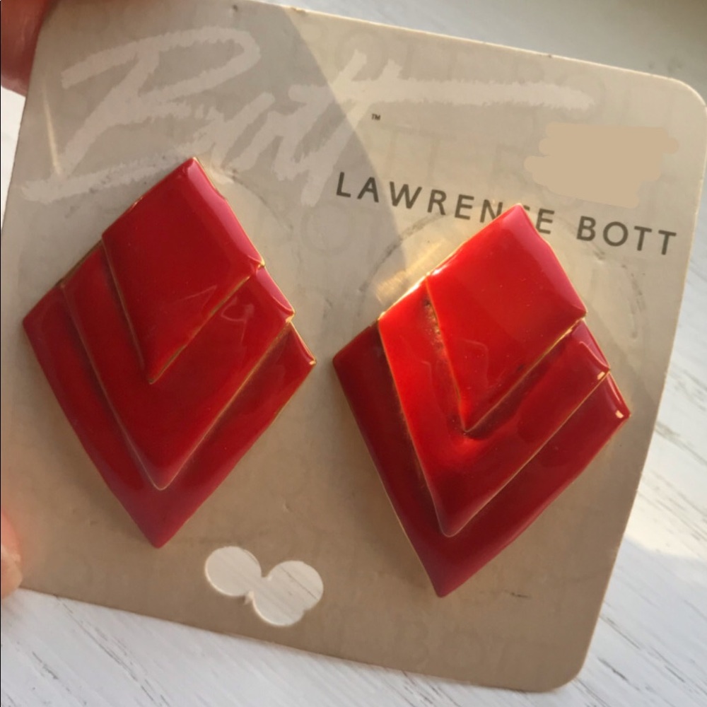 ♦️1980s Lawrence Bott Red Earrings